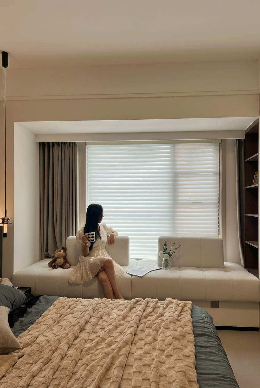 Daniel Style Bay Window Cushion Sofa (Priced per Meter) - Minimalist Floating Tufted Ledge