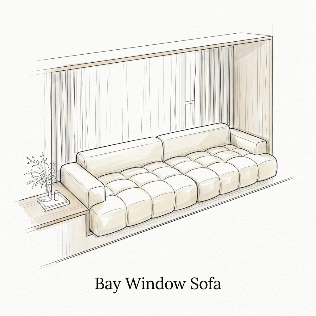 Puff Style Bay Window Cushion Sofa (Priced per Meter) - Plump Tufted Grid Cloud Nook