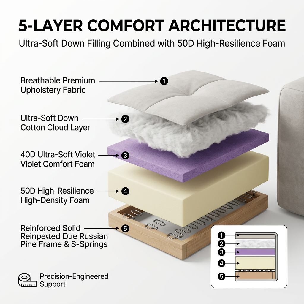 Puff Style Bay Window Cushion Sofa (Priced per Meter) - Plump Tufted Grid Cloud Nook