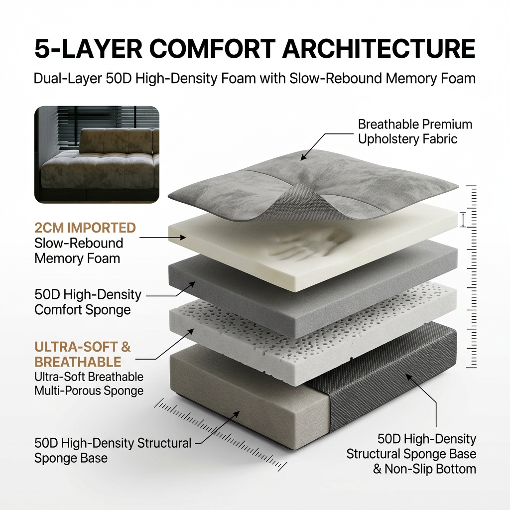 Daniel Style Bay Window Cushion Sofa (Priced per Meter) - Minimalist Floating Tufted Ledge