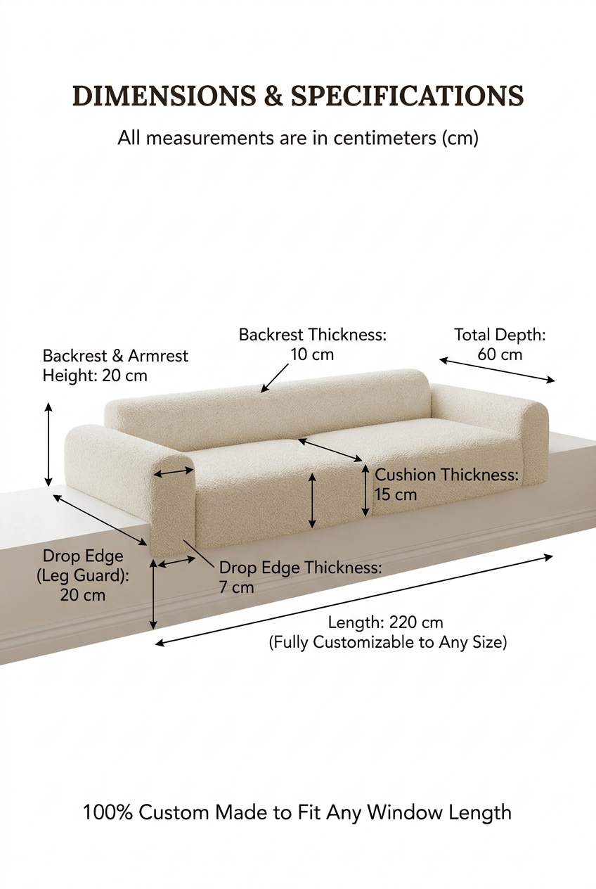 Tori Style Bay Window Cushion Sofa (Priced per Meter) - French Minimalist Embrace Nook